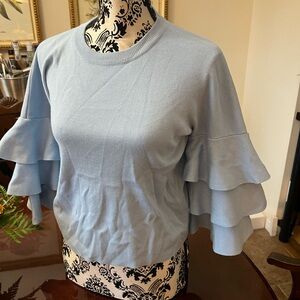 Super fun Blue Ruffle Sleeve sweater